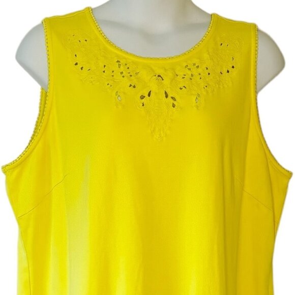 Talbots Knit Dress with Eyelet Lace at Neckline Sleeveless Yellow Shift  Size 3X - Picture 3 of 8